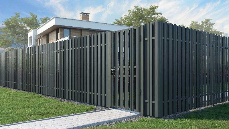 Калитка с евроштакетником в шахматном порядке