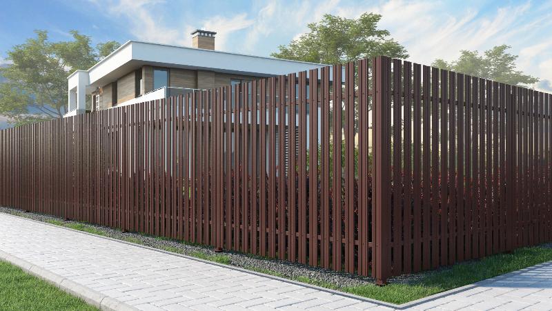 Забор из евроштакетника металлического