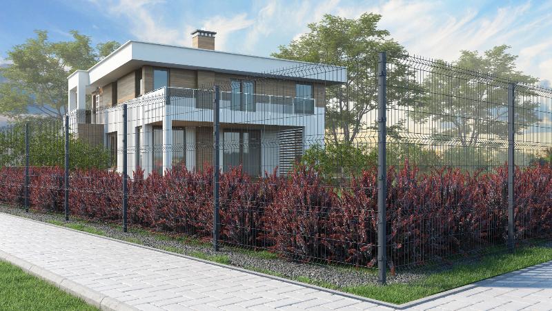 Забор из 3Д сетки серого цвета