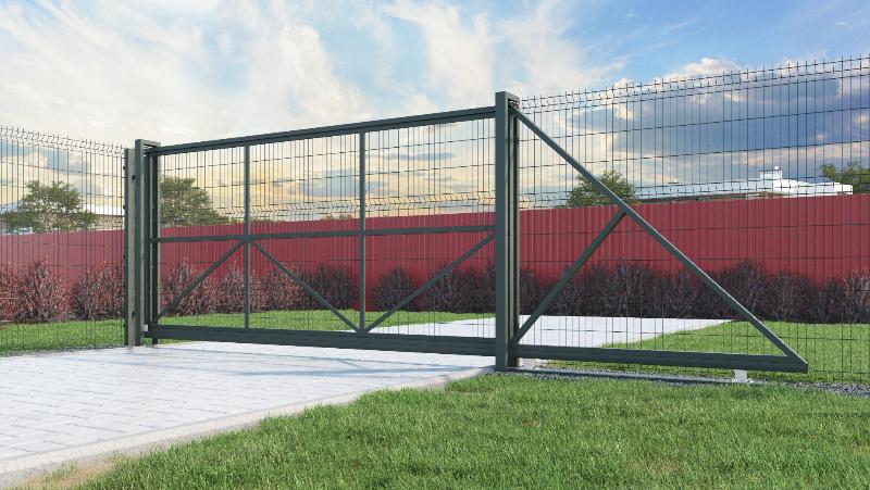 Откатные ворота из 3Д сетки