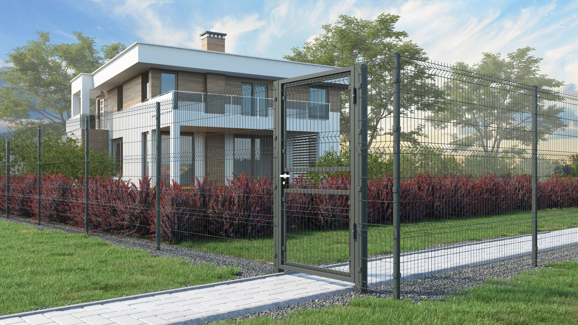Картинка 3д калитка с забором из 3д сетки