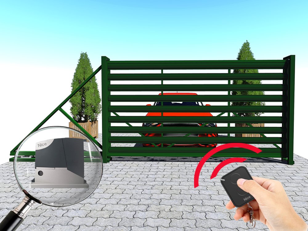 Автоматические откатные ворота с зашивкой евроштакетником (горизонт)