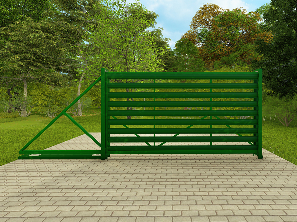 Автоматические откатные ворота с зашивкой евроштакетником (горизонт)