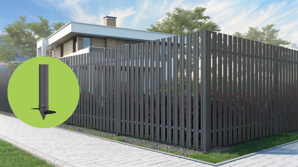 Забор из евроштакетника на свайном фундаменте