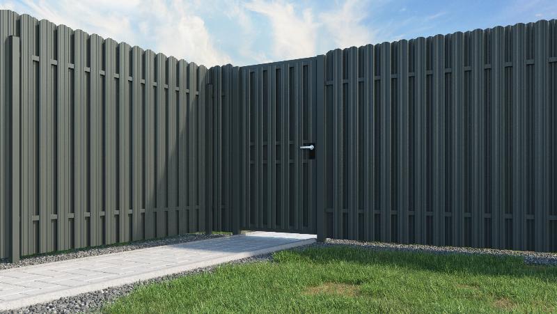 Калитка в рамке с евроштакетником металлическая