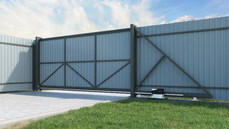 Откатные ворота с профлистом