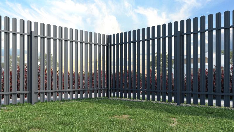 Забор из евроштакетника серого цвета