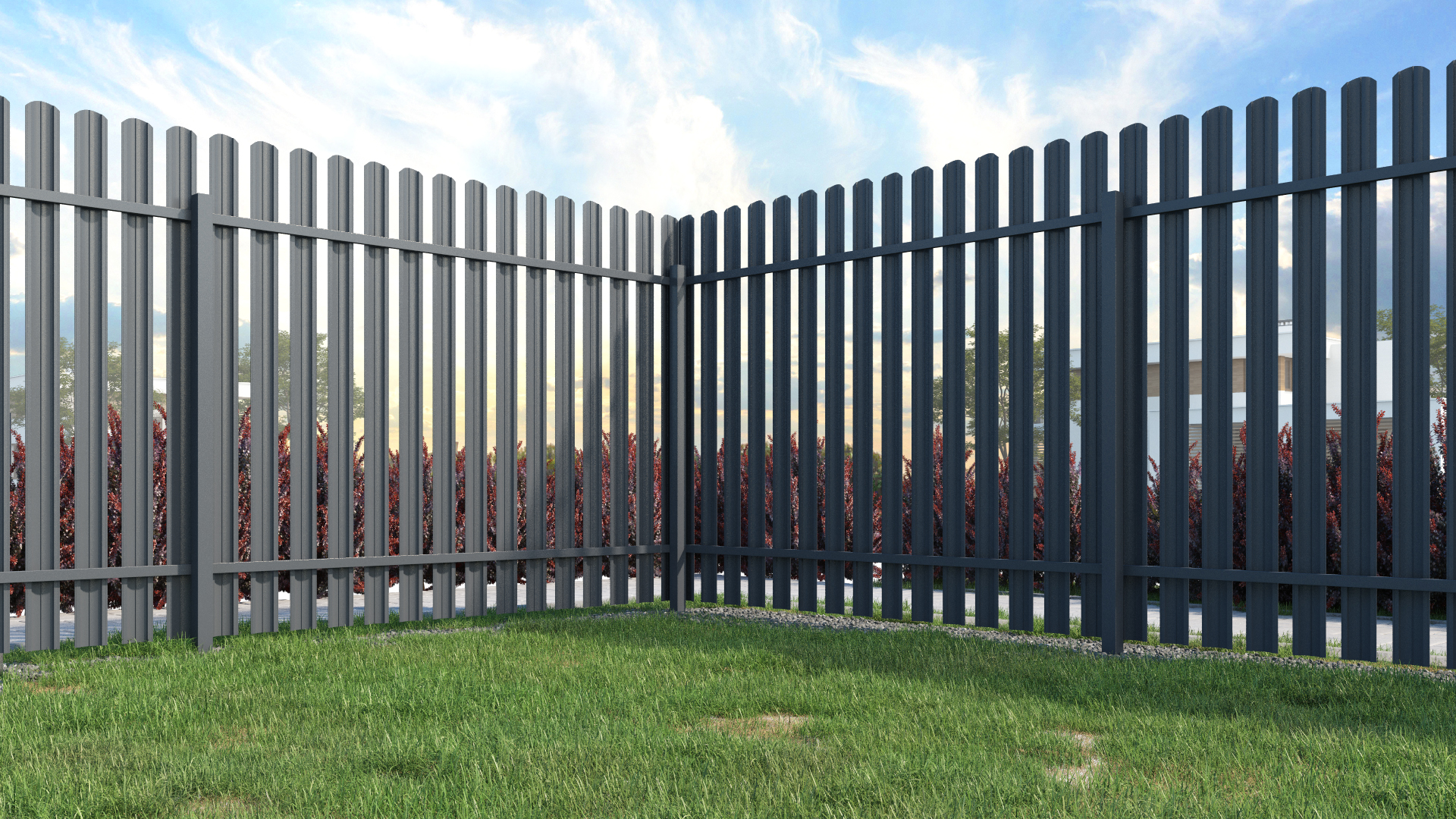 Забор из евроштакетника оббратная сторона