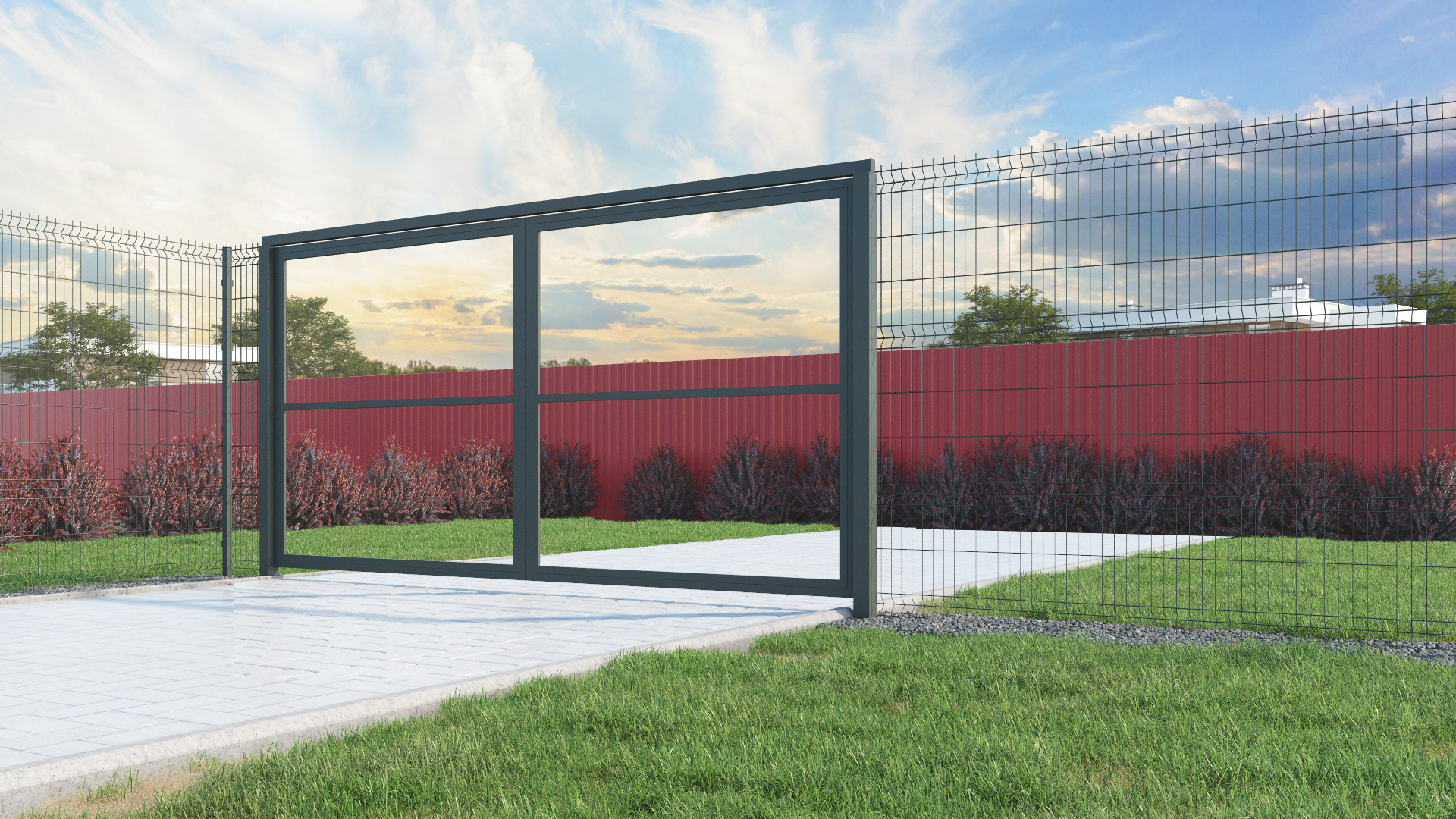 Каркасраспашных ворот в рамке