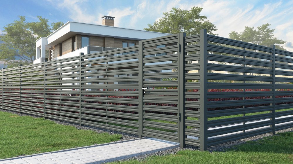 Калитка с штакетником с горизонтальным расположением