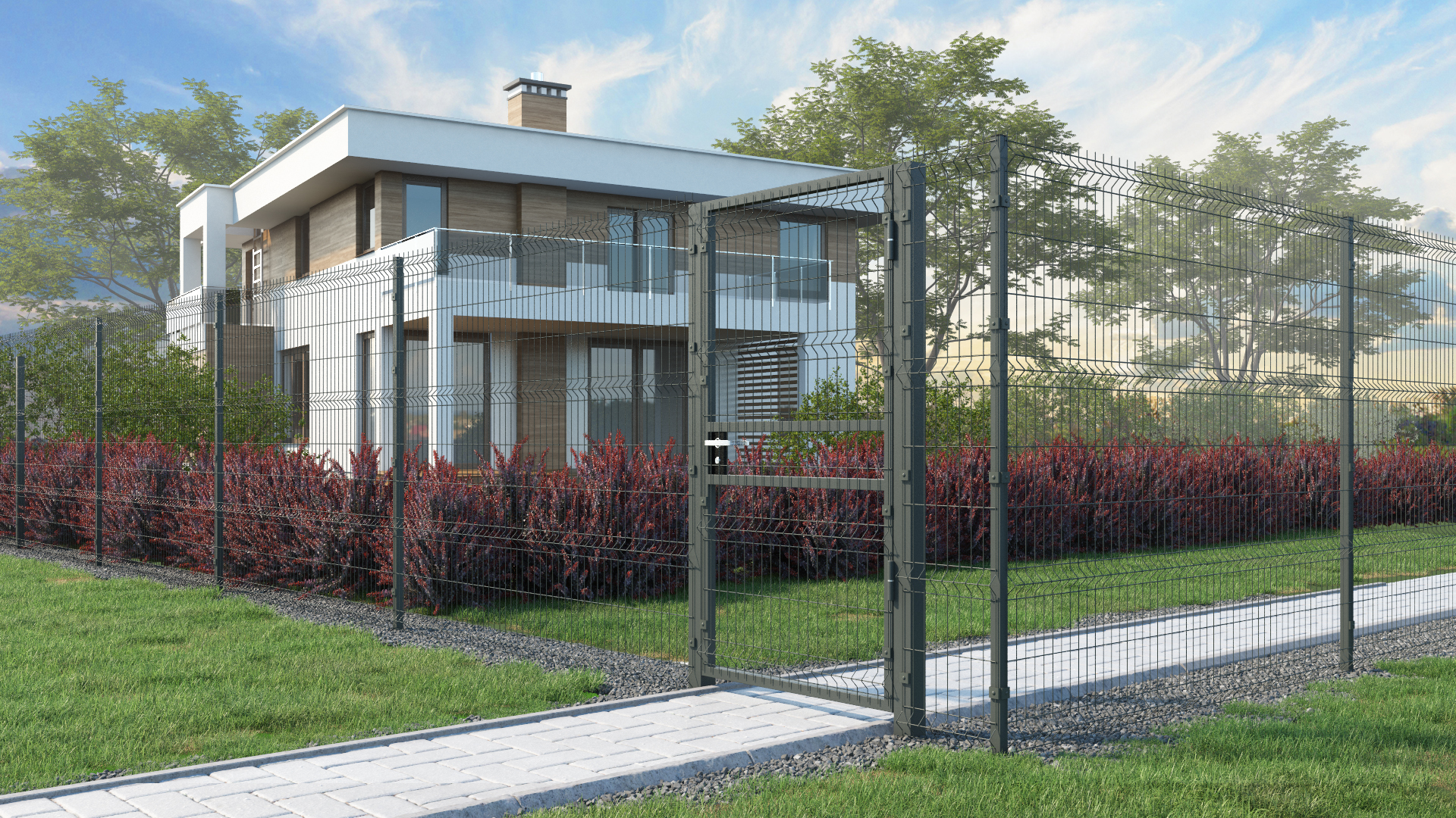 Забор из 3Д сетки с калиткой