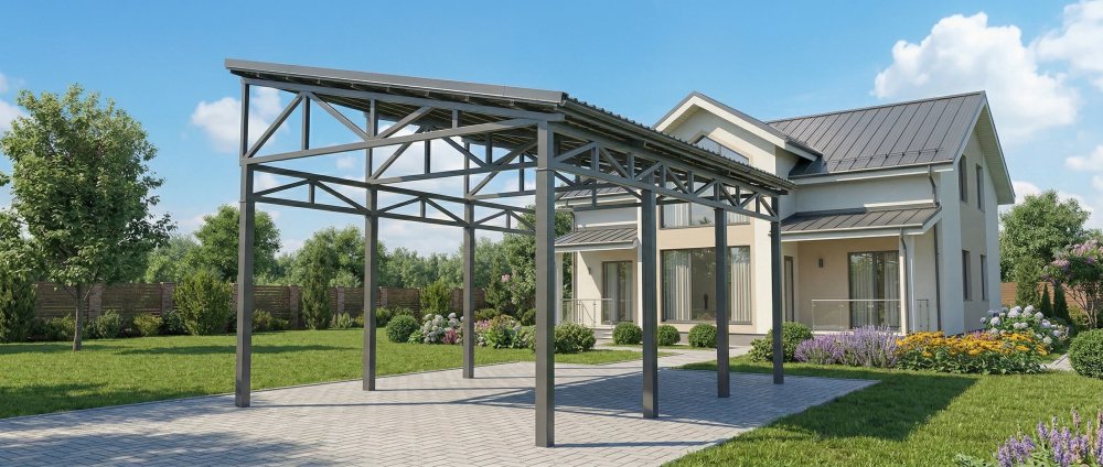 Односкатный автонавес, с профлистом