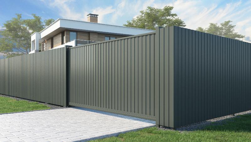 Откатные ворота из профнастила