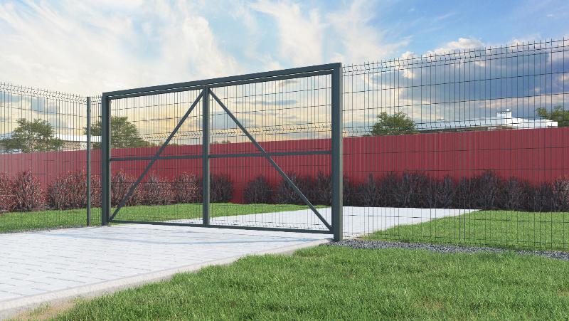 Распашные ворота с 3д сеткой