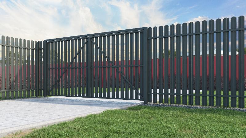 Распашные ворота из евроштакетника