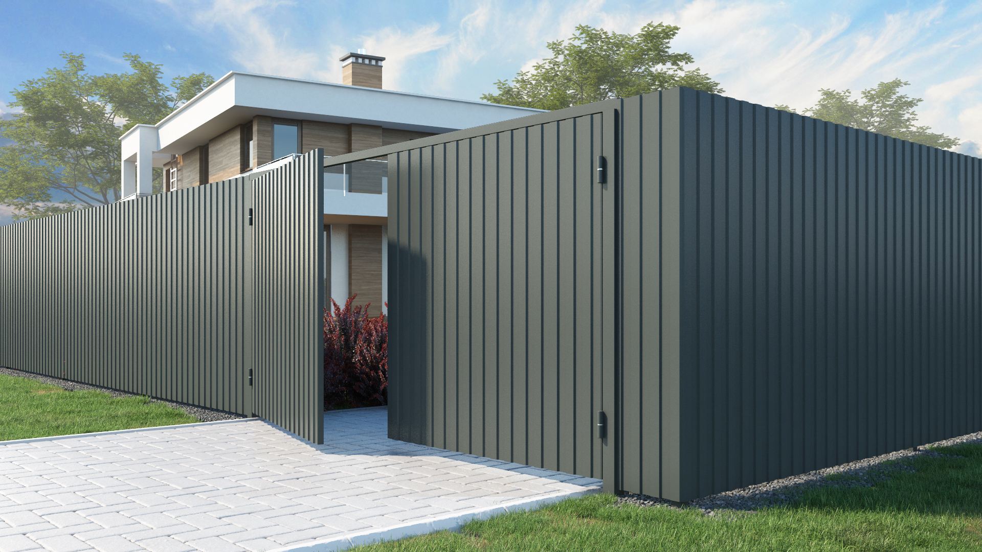 Распашные ворота из профлиста