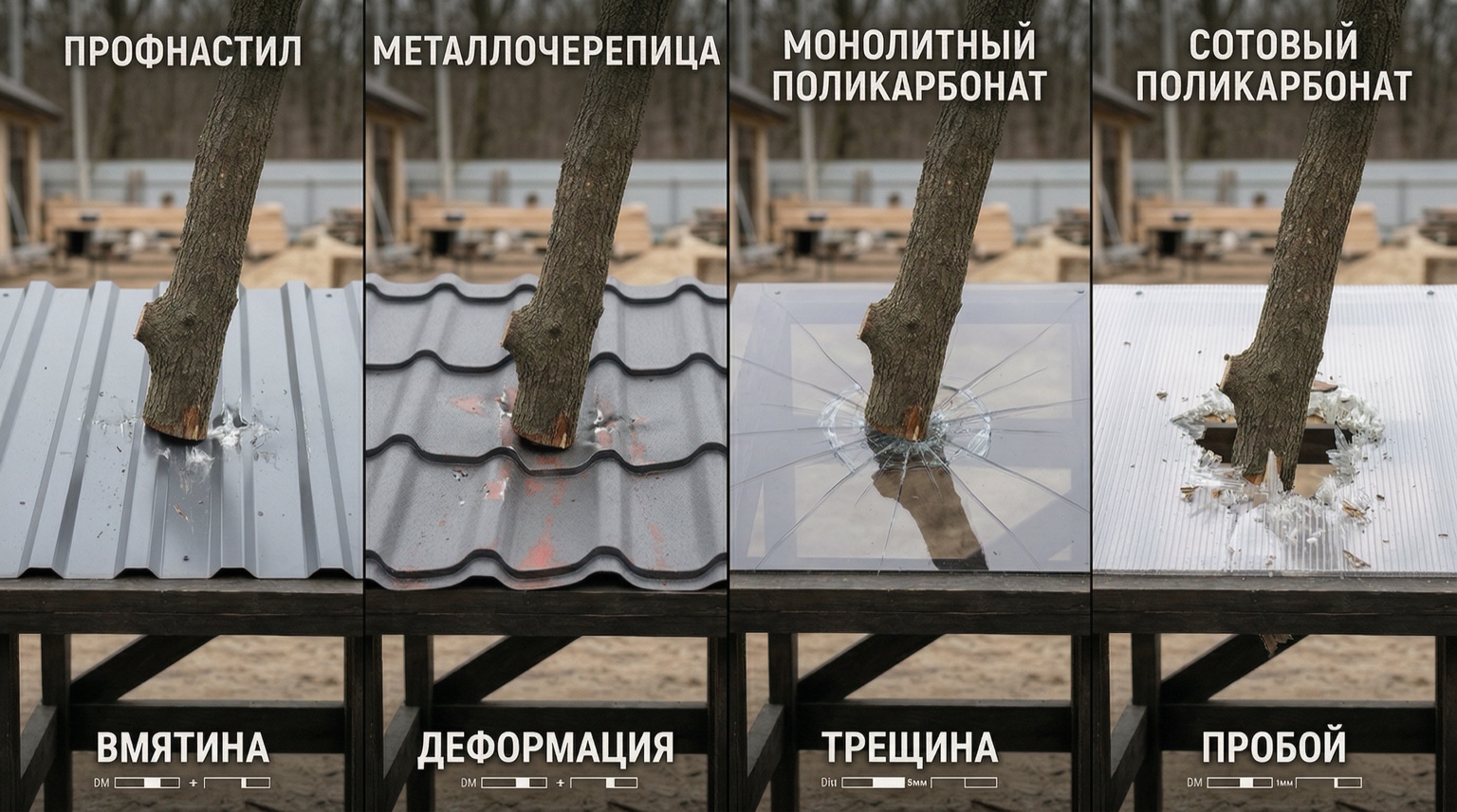Крыша для автонавеса: сравнение профнастила, металлочерепицы, монолитного и сотового поликарбоната