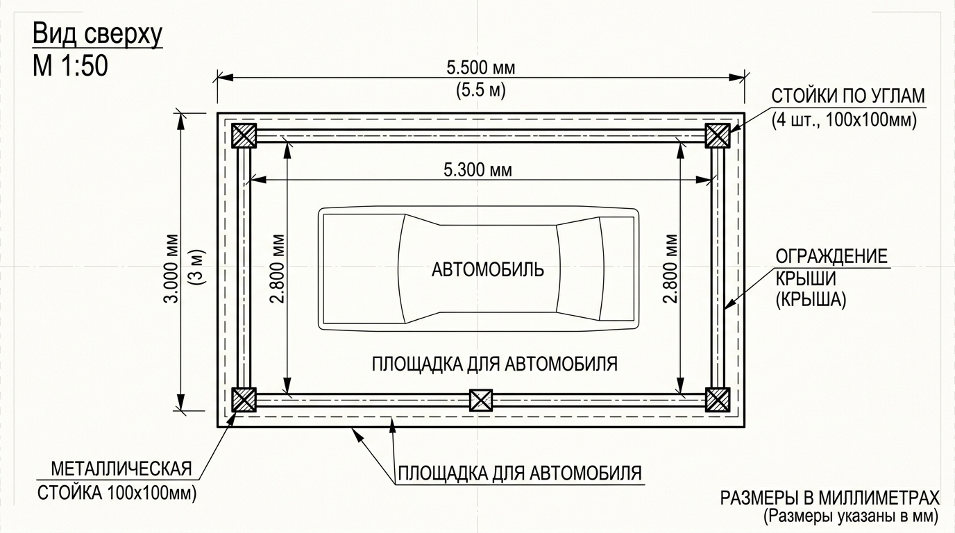 Оптимальные размеры автонавеса на одну машину для частного дома